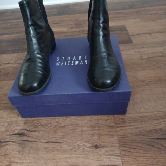 Stuart Weitzman Black Leather ankle Boots - Picture 4 of 6